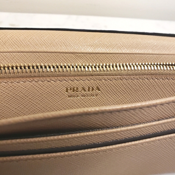 PRADA Saffiano Leather Gold Bar Flap Wallet with Detachable Credit Card ⦠- Picture 6 of 14